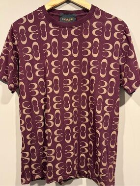 Coach Men’s Maroon Signature monogram Print Tee
